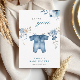 Tarjeta De Agradecimiento Blue Jean Denim Sweet Boy Baby Shower