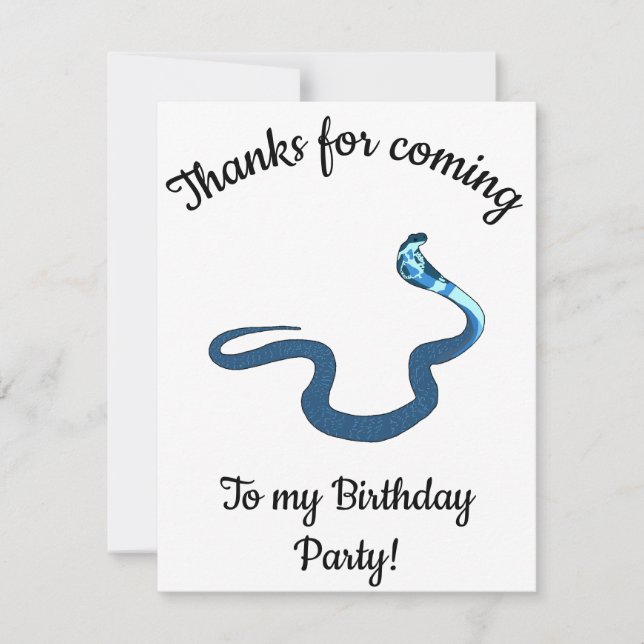 Tarjeta De Agradecimiento Blue King Cobra Feliz Cumpleaños  (Anverso)