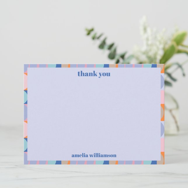 Tarjeta De Agradecimiento Blue Lavender Modern Personalized Bridal Shower (Anverso de pie)