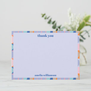 Tarjeta De Agradecimiento Blue Lavender Modern Personalized Bridal Shower