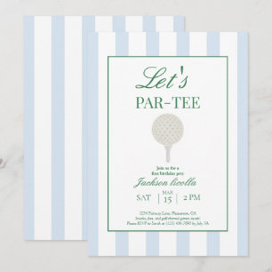 Tarjeta De Agradecimiento Blue Let's Par-Tee Golf First Birthday Invitation