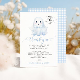Tarjeta De Agradecimiento Blue Little Boo Bow Baby Boy Shower