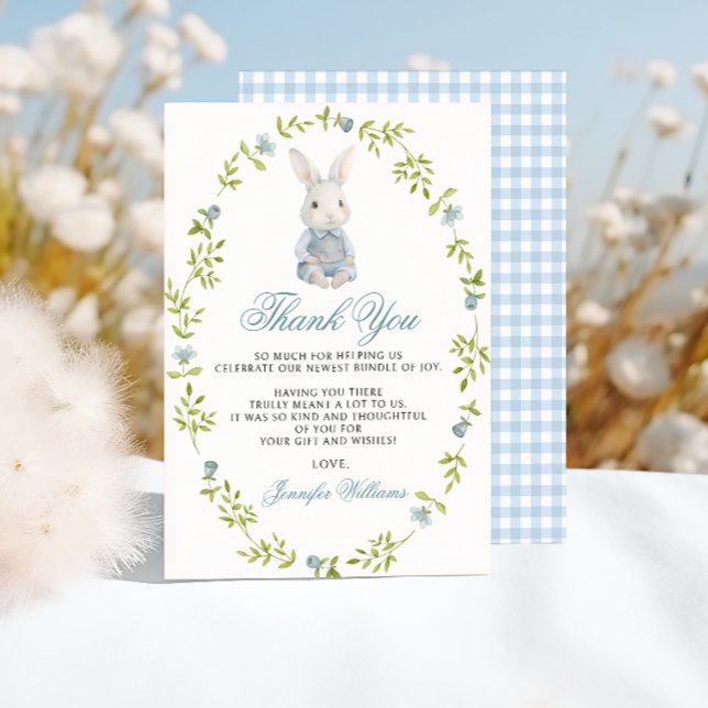 Tarjeta De Agradecimiento Blue Little Bungalow Spring Baby Boy Shower (Subido por el creador)