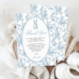Tarjeta De Agradecimiento Blue Little Bunny Spring Easter Baby Boy Shower