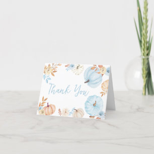 Tarjeta De Agradecimiento Blue Little Pumpkin Fall Baby Shower