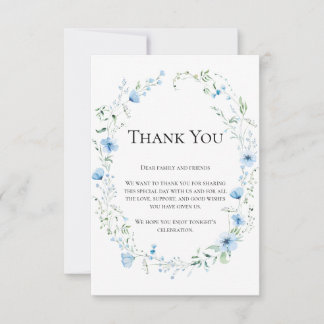 Tarjeta De Agradecimiento Blue Meadow Wildflower Personalized Wedding Gratit
