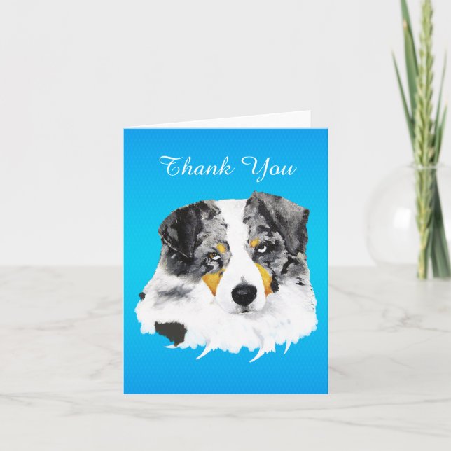 Tarjeta De Agradecimiento Blue Merle Australian Shepherd Gracias (Anverso)
