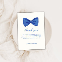 Tarjeta De Agradecimiento Blue Minimalista Bow Tie Boy Baby Shower