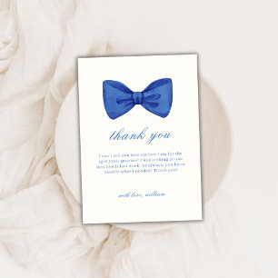Tarjeta De Agradecimiento Blue Minimalista Bow Tie Boy Baby Shower