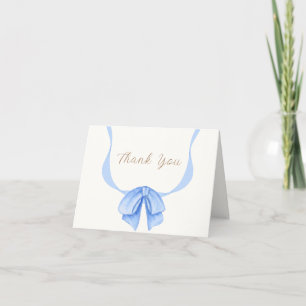 Tarjeta De Agradecimiento Blue Minimalista Vintage Ribbon Boy Baby Shower