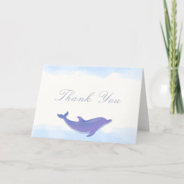 Tarjeta De Agradecimiento Blue Modern Boho Ocean Dolphin Baby Shower