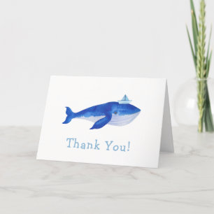Tarjeta De Agradecimiento Blue Modern Boy Under the Sea Whale Baby Shower