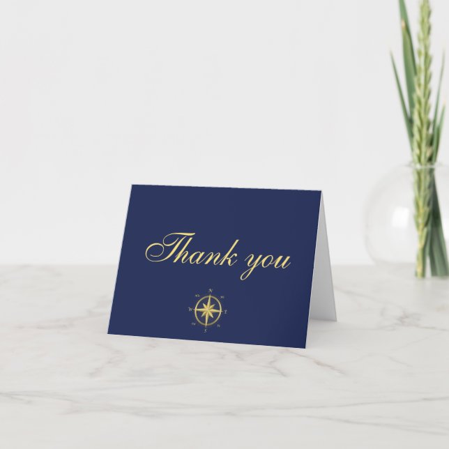 Tarjeta De Agradecimiento Blue Nautical Wedding Thank You Cards (Anverso)