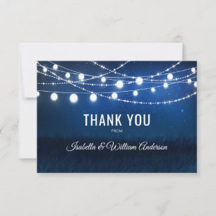 Tarjeta De Agradecimiento Blue Night & Silver String Lights (luces de cadena