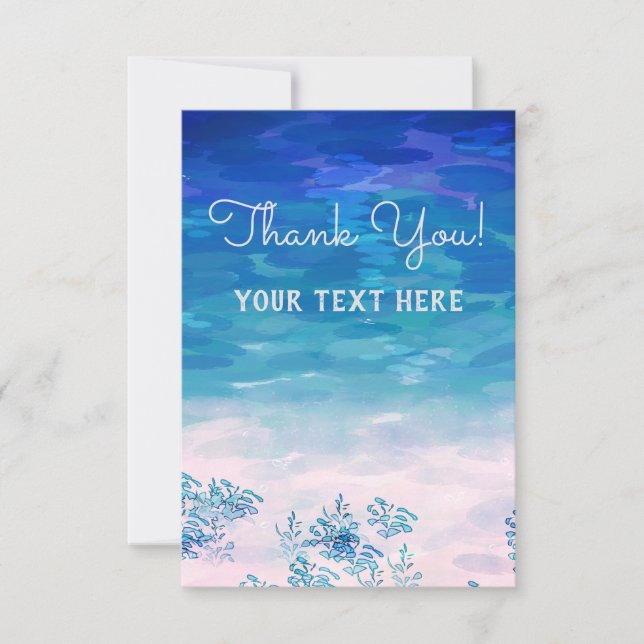 Tarjeta De Agradecimiento Blue Ocean Sea Beach Personalizada (Anverso)