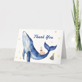 Tarjeta De Agradecimiento Blue Ocean Whimsical Duck Stars Whale Baby Shower