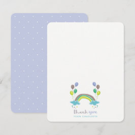 Tarjeta De Agradecimiento Blue Pastels Rainbow And Balloons Boy Baby Shower