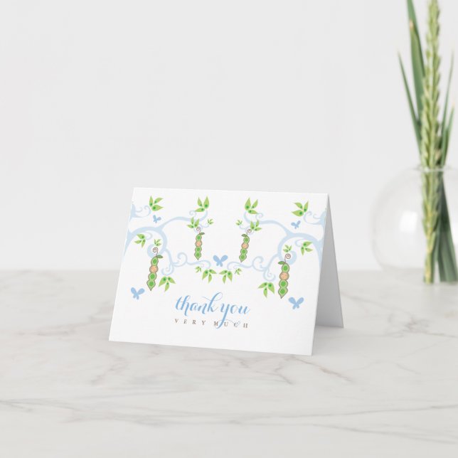 Tarjeta De Agradecimiento Blue Pea In A Pod Boy Baby Shower Gracias Card (Anverso)