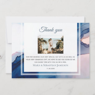 Tarjeta De Agradecimiento ~ Blue Pink AR17 Acuarela Elegante Boda de moda