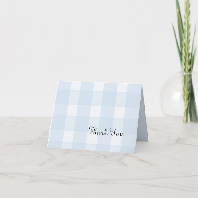 Tarjeta De Agradecimiento Blue Plaid Gracias (Anverso)