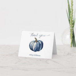 Tarjeta De Agradecimiento Blue Pumpkin Watercolor boho baby boy ducha