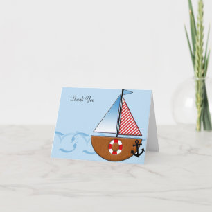 Tarjeta De Agradecimiento Blue Sailboat Gracias