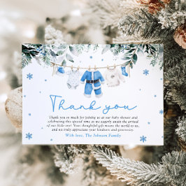 Tarjeta De Agradecimiento Blue Santa Baby Navidades Clothesline Baby Shower