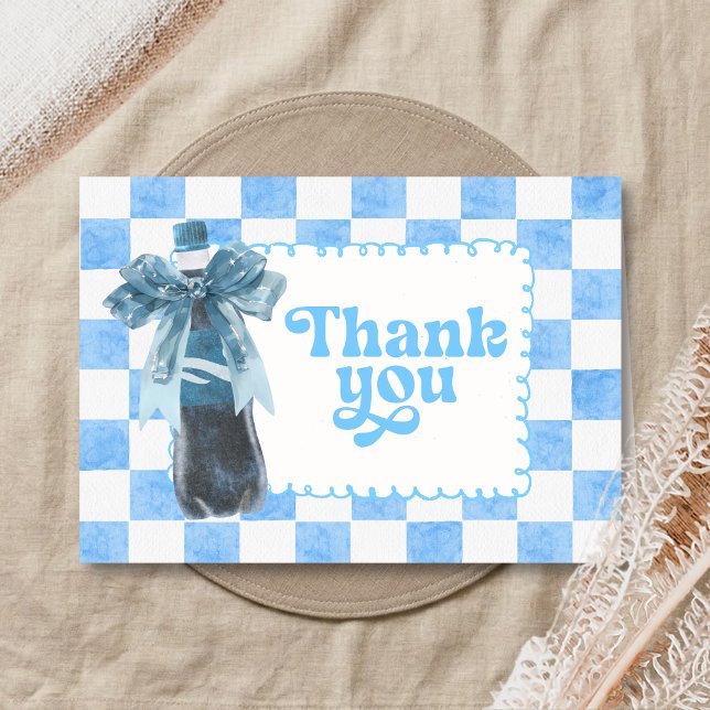 Tarjeta De Agradecimiento Blue She's Ready to Pop Baby Shower (Ready to Pop Cola Baby Shower Thank You Card)