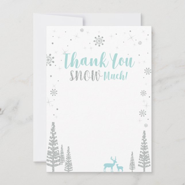 Tarjeta de agradecimiento Blue & Silver Winter Won (Anverso)