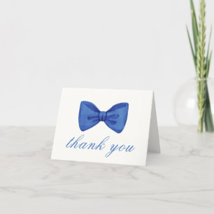 Tarjeta De Agradecimiento Blue Simple Minimalista Bow Boy Baby Shower