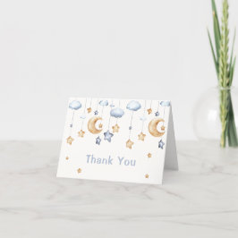 Tarjeta De Agradecimiento Blue Simple Modern Twinkle Twinkle Baby Shower