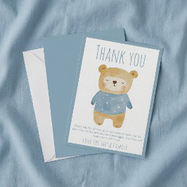 Tarjeta De Agradecimiento Blue sleepy Bear Baby Shower Cute gracias