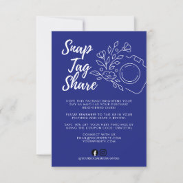Tarjeta De Agradecimiento Blue Snap Tag Share Small Business Thank You Card