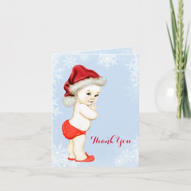 Tarjeta De Agradecimiento Blue Snflake Baby Boy Shower (Anverso)