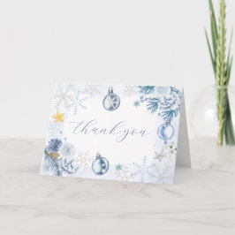 Tarjeta De Agradecimiento Blue Snowflake Flower Winter Baby Shower