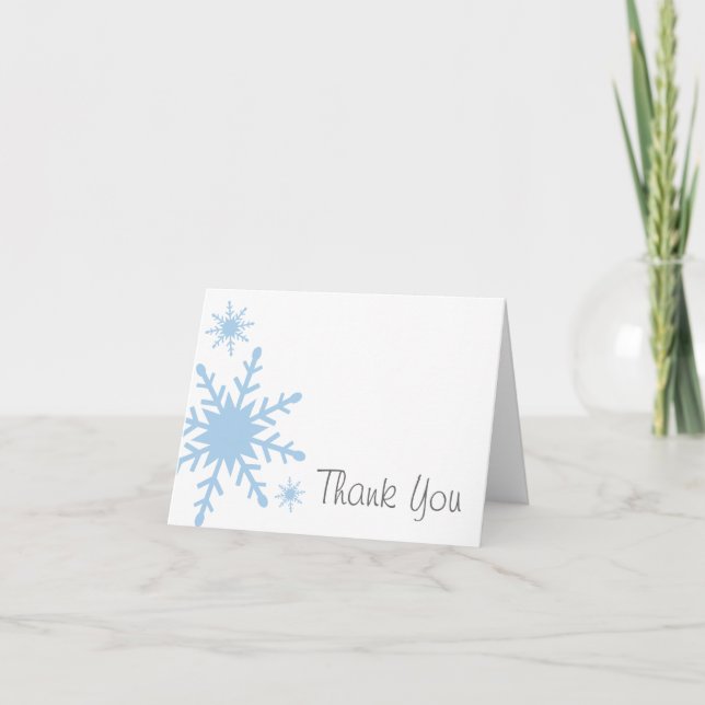 Tarjeta De Agradecimiento Blue Snowflakes Gracias (Anverso)