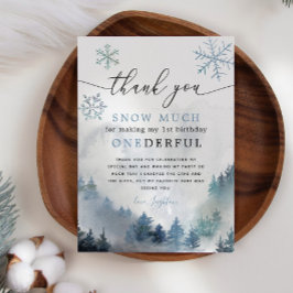 Tarjeta De Agradecimiento Blue Snowflakes UN maravilloso primer cumpleaños