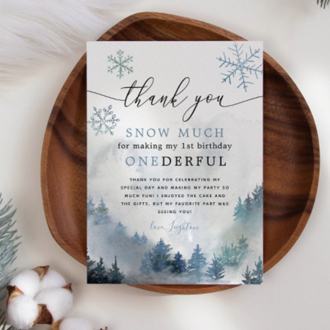 Tarjeta De Agradecimiento Blue Snowflakes UN maravilloso primer cumpleaños (Subido por el creador)