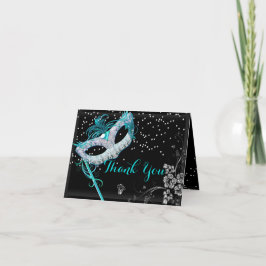 Tarjeta de agradecimiento Blue Sparkle Masquerade