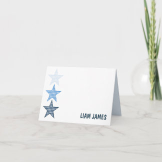Tarjeta De Agradecimiento Blue Starry Gingham Folded Thank You Card
