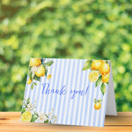 Tarjeta De Agradecimiento Blue Stripe Lemons Baby Shower Thank You Card