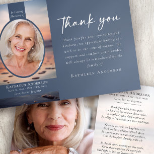 Tarjeta De Agradecimiento Blue Sunrise Photo Funeral Memorial