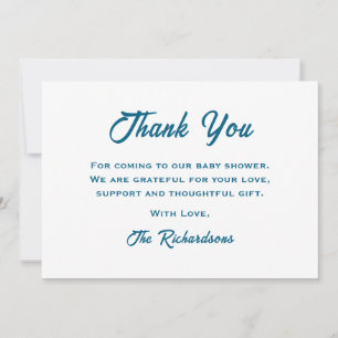 Tarjeta De Agradecimiento Blue Teddy Bear Baby Shower New Chapter Storybook