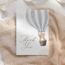 Tarjeta De Agradecimiento Blue Teddy Bear Hot Air Balloon Baby Shower