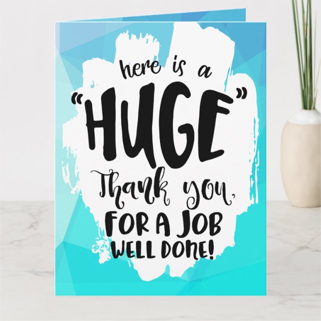 Tarjeta De Agradecimiento Blue Tempest Good Job Gigante Gracias (Anverso)
