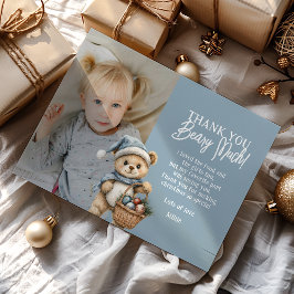 Tarjeta De Agradecimiento Blue Thank You Beary Christmas Holiday Bear