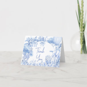 Tarjeta De Agradecimiento Blue Toile Safari Baby Shower