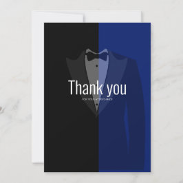 Tarjeta De Agradecimiento Blue tuxedo poker bachelParte gracias c