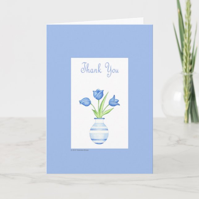 Tarjeta De Agradecimiento Blue Vase Gracias (Anverso)