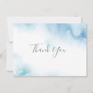 Tarjeta De Agradecimiento Blue Verde azulada Watercolor Resumen Marco Gracia